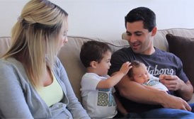 Tisha Arroyo with now-healthy son Collin, husband Darron and new baby Nolan.